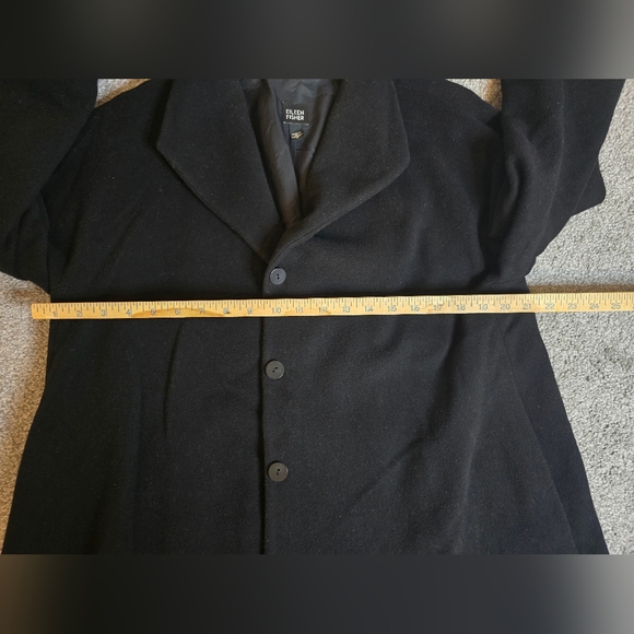 Eileen Fisher 100% Wool Black Button Pockets Satin Lining Women's Size Medium - Picture 9 of 10